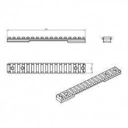 Montážní lišta pro kulovnice Bergara B-14 Long s rozhraním weaver, plná, délka 167 mm